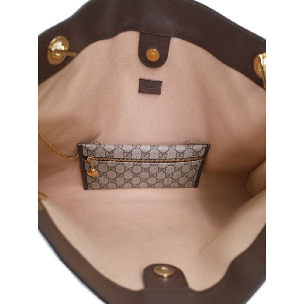 GUCCI Raja Tote Chain Shoulder Bag Leather Brown - Picture 3 of 9